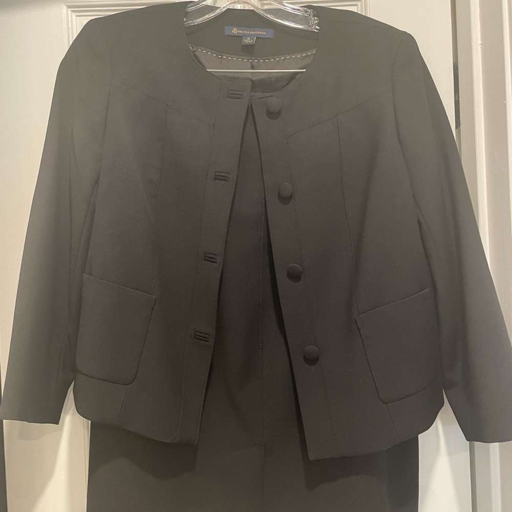Black 2 piece stretch wool blend suit
